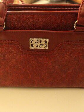 Bueno Burgundy Paisley Embossed Satchel